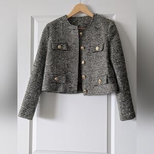 Women's Black and White Tweed Jacket